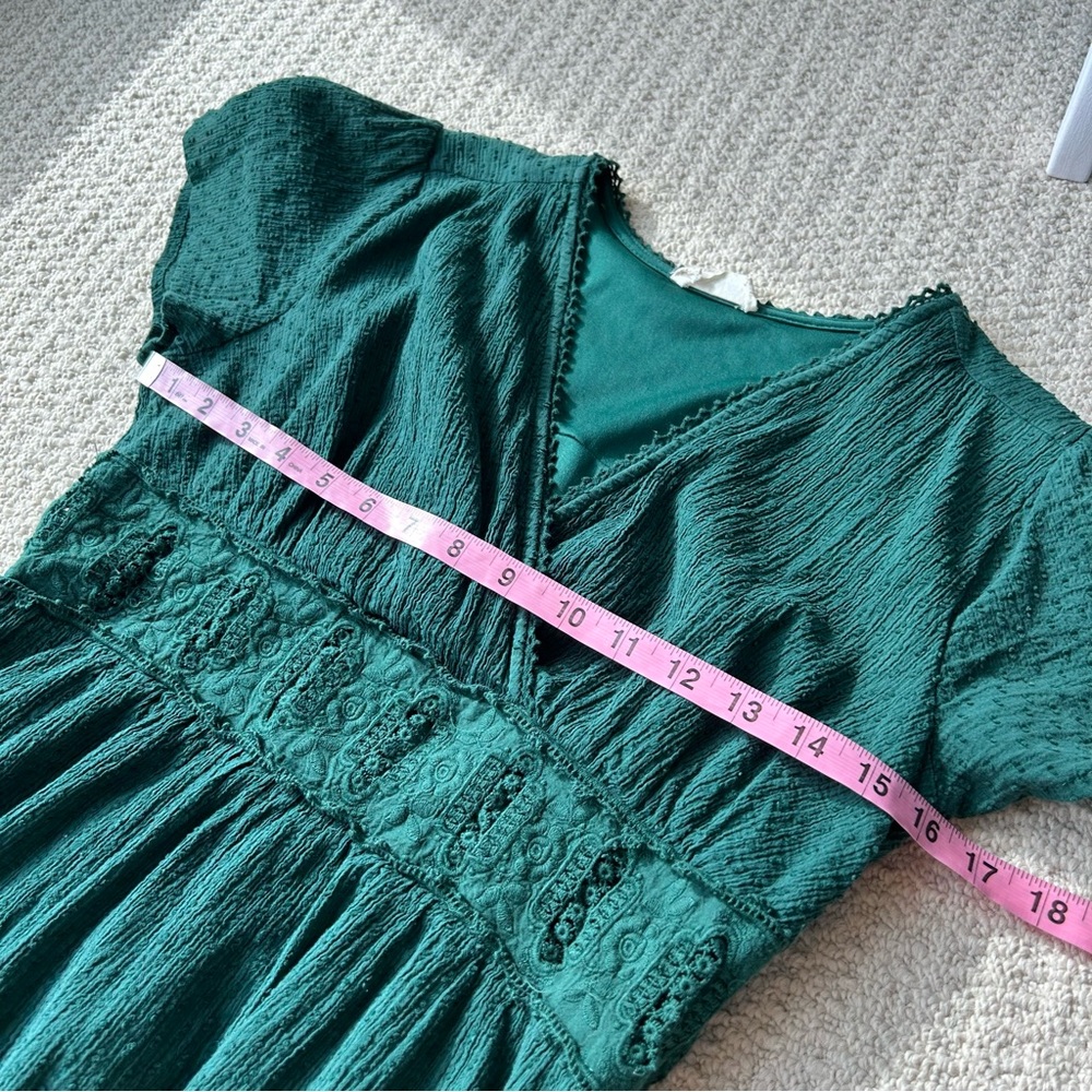 Altar'd State Forest Green Textured Ruffle Wrap Dress - Picture 5 of 14